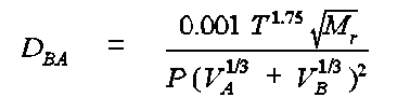 Fuller, Schettler and Giddings (FSG) equation for air-phase diffusivity