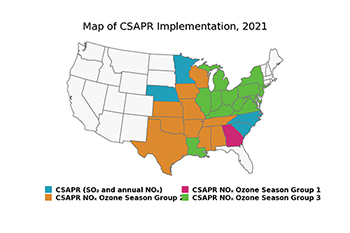 Map of CSAPR Implementation for 2021