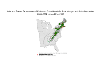 Lake and Stream Exceedances of Estimated Critical Loads for Total Nitrogen and Sulfur Deposition, 2000–2002 versus 2014-2016