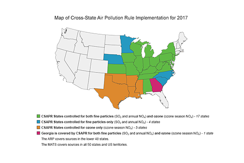 Map of Cross-State Air Pollution Rule Implementation for 2017