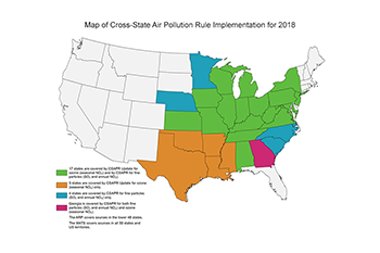Map of Cross-State Air Pollution Rule Implementation for 2018