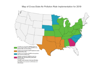 Map of Cross-State Air Pollution Rule Implementation for 2019