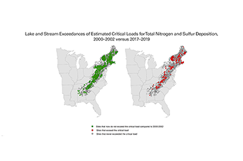 Lake and Stream Exceedances of Estimated Critical Loads for Total Nitrogen and Sulfur Deposition, 2000–2002 versus 2017–2019