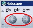 Graphic indicating the location of the back and forward buttons on Netscape Navigator