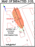 Soil contamination distribution at the Lindenhurst site.