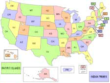 sample map showing USA map split into US states, territories, or "Indian Tribes"