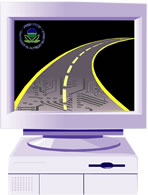 Computer showing information superhighway with EPA logo