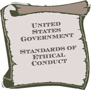 Scroll with text, "United States Government, Standards of Ethical Conduct"