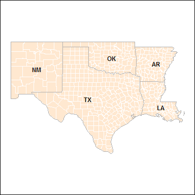Map showing PM2.5 designations for 1997 standard for Region 6