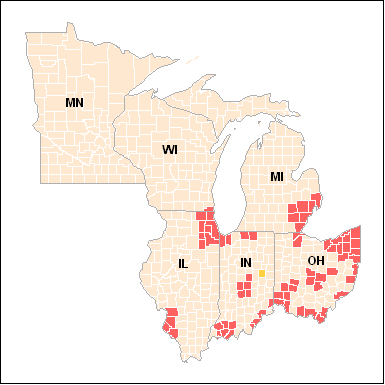 Map showing counties intended for PM2.5 non-attainment June 29, 2004