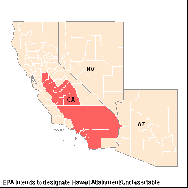 Map showing counties intended for PM2.5 non-attainment June 29, 2004