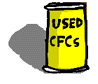 Yellow can with 'used cfcs' on it