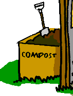 Shovel in a box of compost