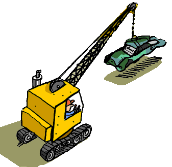 Flattened Car being moved by a crane