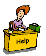 Image of a person working at a Help desk.