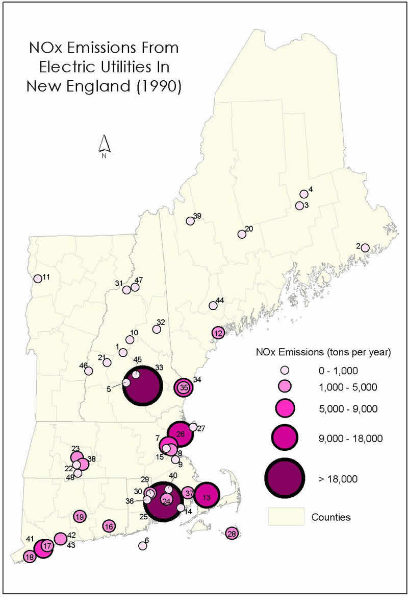 NOx Emissions from Electric Utilities in New England (1990)