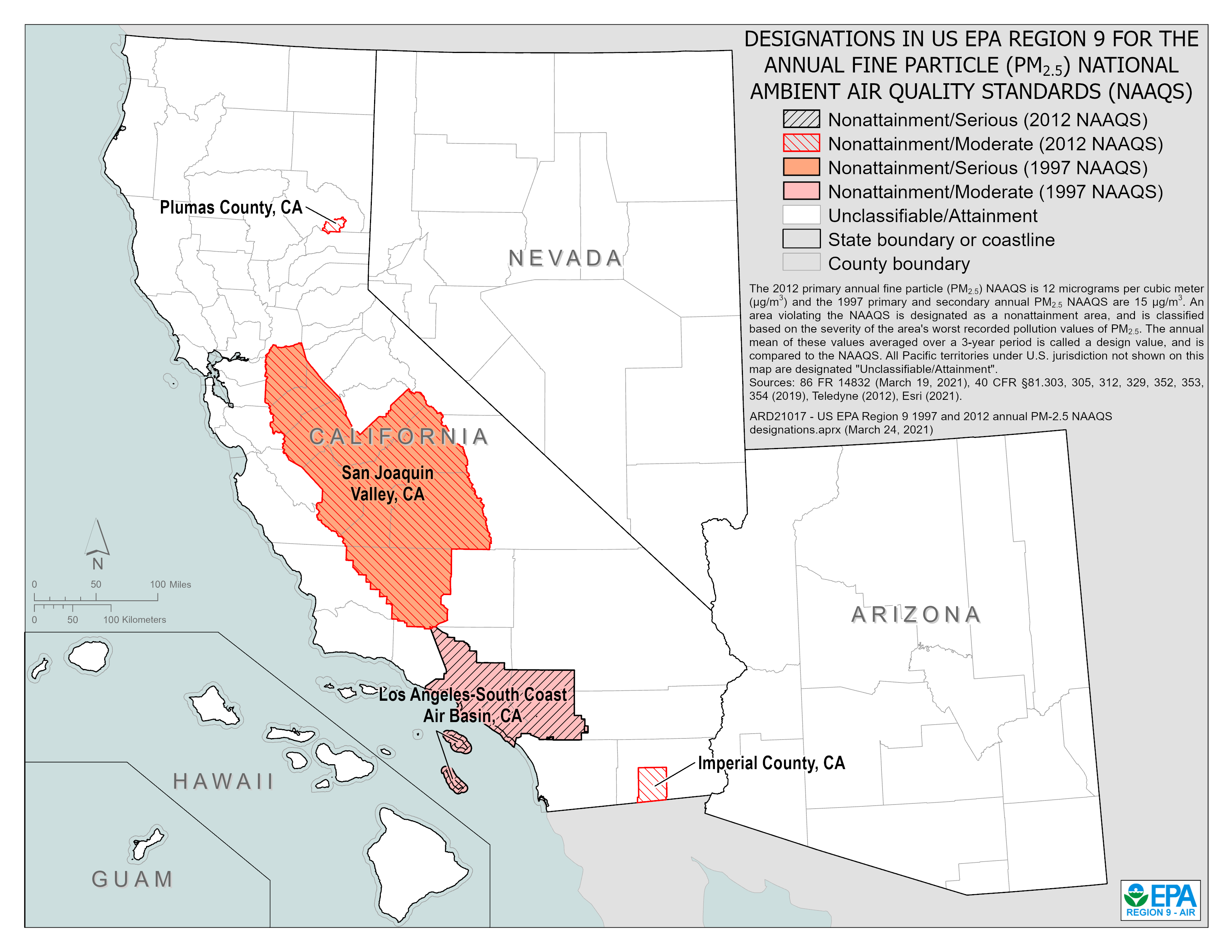 PM-2.5, Maps, Air Quality Analysis | Pacific Southwest | US EPA