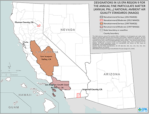 Region 9 Particulate Matter (PM 2.5) Map