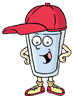 Illustration of Thirstin for grades k-3 wearing a red baseball hat.