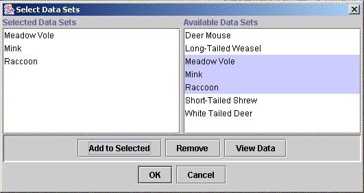 Data Set Selector Window